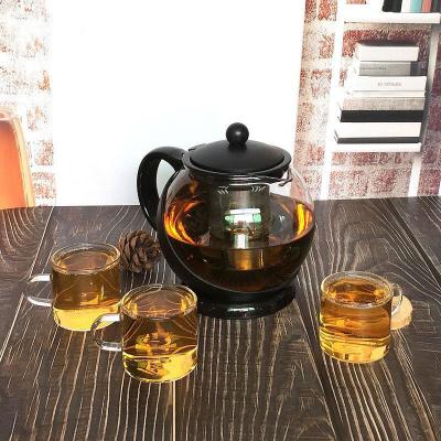 中国 Factory Wholesale Stocked Glass Jar Glass Infuser Teapot Tea Pitcher With Plastic Lid 販売のため