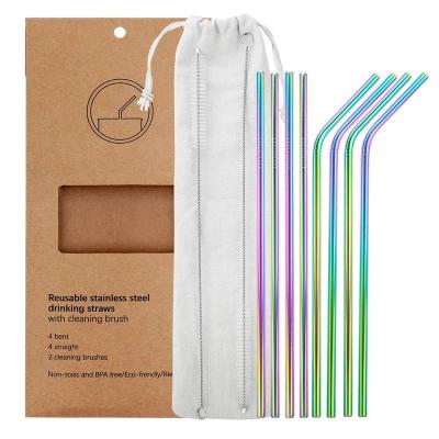 China Eco Sustainable Reusable FAD Customized Colorful Stainless Steel Drinking Metal Straw Set for sale