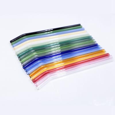 China Clear Reusable Eco Friendly Viable Borosilicate Bent Glass Drinking Straw for sale