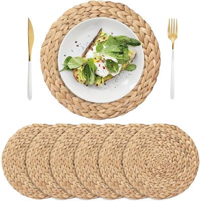 China Wholesale Sustainable Natural Round Woven Rattan Place Mat Plant Plankton Wicker Place Mats for sale