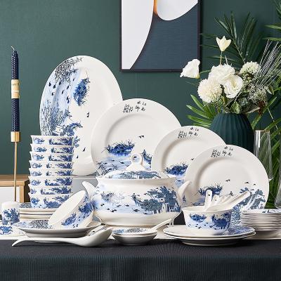 China 28 56 PCS Sustainable Wholesale Fine Dish Bowl Dinnerware Bone China Dinner Sets for sale