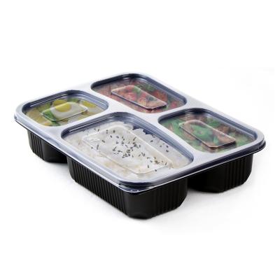 China High Quality Disposable Plastic Bento Lunch Box Eco Bento Bowl 4 Compartments Leak Proof Te koop