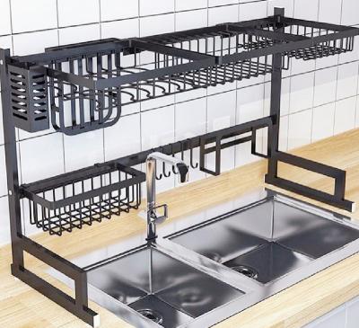 Cina Viable Over The Sink 85cm Stainless Steel Kitchen Racks Metal Sink Black Drying Dish Dish Rack Rack in vendita