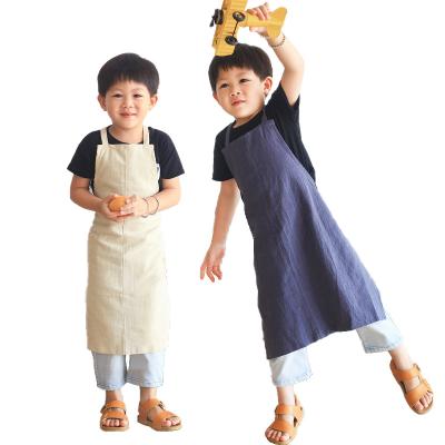 China Japanese contracted canvas bib pure color painting parent-child apron clothing SANITARY children's painting in general customize LOGO home for sale