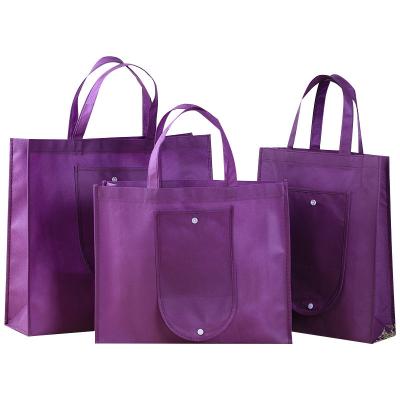 China Training Folding Ads Receive Bag Print Buckle Supermarket Shopping Bag Hot Pressing Nonwoven Folding Laptop Bags Wholesale for sale