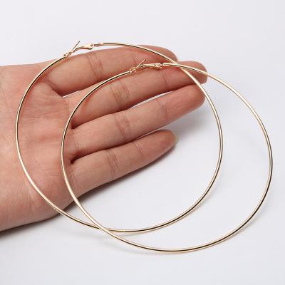 China Hot Wholesale 2020 New Cute Rhinestone 65mm 90mm Large Hoop Earrings 80mm CC Gold Plated Earrings for sale