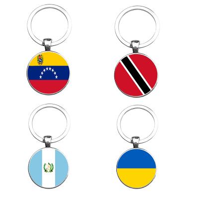 China Creative Trinidad Guatemala Venezuela Uruguay National Flag Key Chain Football Metal Key Chain for sale