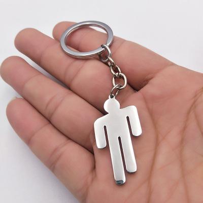 China Accessories Billie Eilish Keychain Hiphop Rapper Key Chain Stainless Steel Pendant Keyring for sale