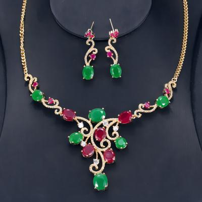 China Exaggerated Multicolor Wedding Accessories Evening Dress Copper Alloy Zircon Bridal Jewelry Sets for sale