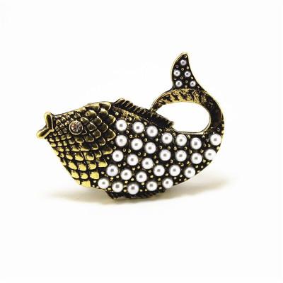 China Wholesale Adjustable Zinc Alloy Animal Bead Ring For Men And Women Retro Vintage Fish Elastic for sale