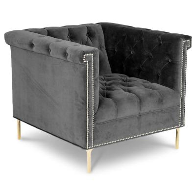 China Hot sell tufted botton velvet accent chair, living room furniture single lounge sofa chair for sale