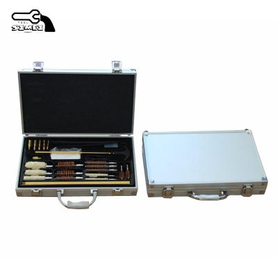 China Universal Gun Cleaning Wholesale High Quality Aluminum Encased Gun Hunting Cleaning Kit with Brass Tips and Two Ended Brush for sale