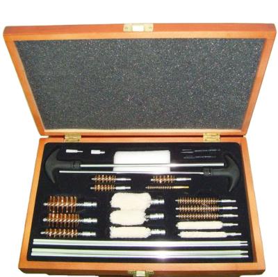 China Universal Gun Cleaning 26pcs Case Wholesale High Quality Wooden Universal Gun Clean Kit For Army Or Civilian Use for sale