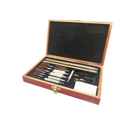 China High Quality Brass Wood Cased Universal 28pcs Gun Cleaning Kit for sale