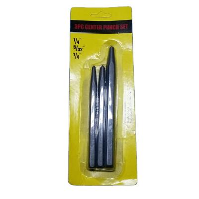 China Different Graded Chrome Vanadium Steel 3-Piece Point Hex Punch Steel Marking Set With Blister Packing for sale