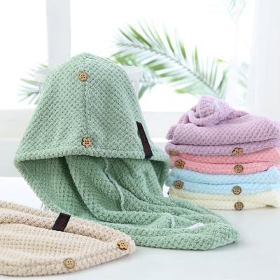 China QUICK DRY wholesale hair towel wholesale turban cute grid design pineapple headband towel for sale