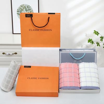 China China Factory Wholesale QUICK DRY Exquisite Purple Cotton 100% Cotton One Door Hand Gift Towel Set for sale