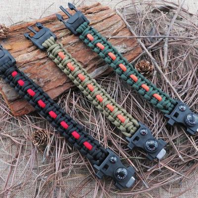 China Outdoor Tools Perfect Design for Survival Outdoor Camping Hiking High Quality Firestarter Compass Survival Wristband Bracelet Wristband for sale