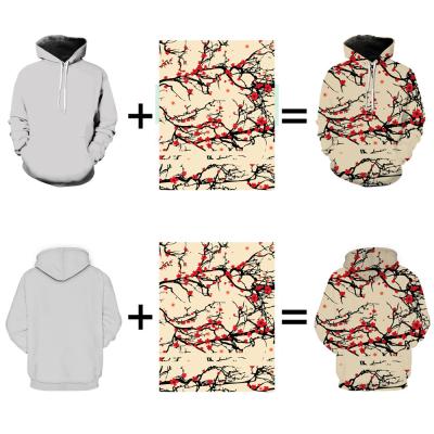 China Anti-wrinkle white bottom + figure 3D digitally printed man and woman hoodie pullover for sale