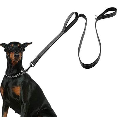 China Reflective Dog Leash 1.8m Double Handle Leash Reflective Luminous Dog Rope Pet Walking Medium Large Small Dog for sale