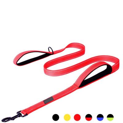 China 1.5m Heavy Duty Padded Dog Leash Rope Leash with 2 Double Padded Handle Pet Training Lead Thoughtful Handle for Large Medium Small Dog for sale