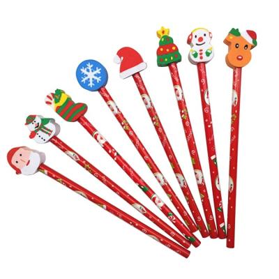 China Extrusion Eraser OEM Design Cartoon Kids Kawaii Christmas Pencil Eraser Gift Set for sale