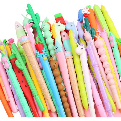 China Promotional Kids Pen Cute 3D Normal Hot Selling Neutral Animal Vegetables Fruit Shape Soft Silicone Rubber Gel Ink Pen for sale