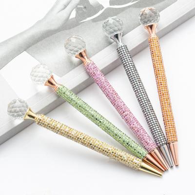 China Popular Weeding Top Eco-Friendly Large Crystal Diamond Ballpoint Pen Promotional Pen Whole Sequin Bing Gift Metal Body for sale