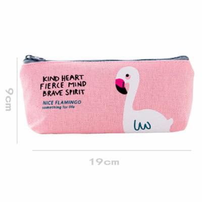 China Fashion\Comfortable\Durable Flamingo Canvas Pen Bag Customized Logo Student Stationery Bag Large Capacity Box Pouch Bag For Kids for sale