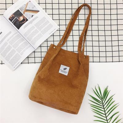 China Anime Women's Corduroy Totes Bag Women Shoulder Handbags Large Capacity Shopping Bag Solid Color Casual Shopper Beach Bag for sale