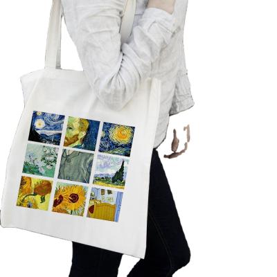 China Wholesale Custom Fashion Handled Printed Cotton Canvas Shopping Tote Shoulder Bag for sale