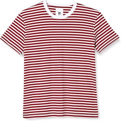 China Custom Logo High Quality Red And White Oversized Custom Cotton Mens Stripe Graphic T-Shirt for sale