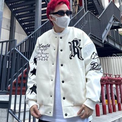 China OEM Custom Made Mens Logo Jackets High Quality Polyester Keep Warm Letter Bomber Man Baseball Jacket For Men for sale