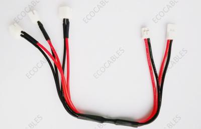 China Jst 2P LED Wire Harness With Heat Shrink 22 awg Black Red ISO9001 for sale