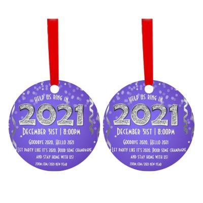 China Ceramic Merry Christmas 2021 New Year Wishes Ornaments Christmas Tree Hanging Ceramic Hanging Decorations Creative Hanging Pendants for sale