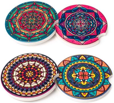 China Viable Car Coasters 4 Packs, Car Cup Holder Coasters, Absorbent Ceramic Coasters for 2.56 Inch Car, Mandala Design for Women and Men for sale