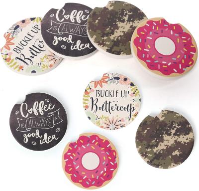 China Southwest Ceramic Absorbent 8 Pack Car Coasters, 2.56 Inch Car Cup Holder Coasters For Women Men, Car Drink Holder Coasters With Finger for sale