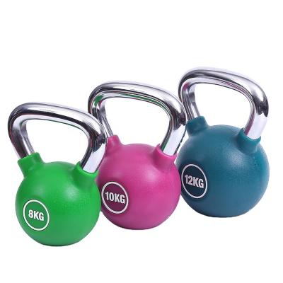 China Universal Factory Supply Dumbbell Round Integrated Injection Color PU Plated Handle Kettle-Bell For Gym for sale