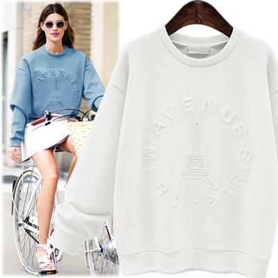 China Breathable Custom Solid Sweatshirt Crewneck Fabric Cotton Polyester 3D Embossed Sweatshirt for sale