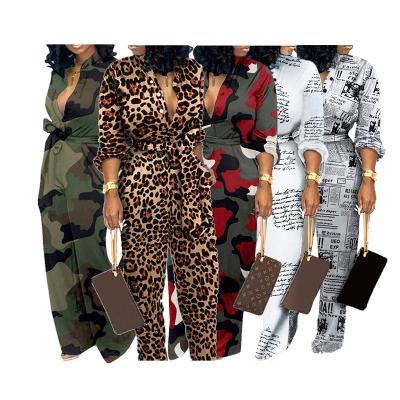 China Sustainable Leopard Camouflage Letters Printed Jumpsuit for sale