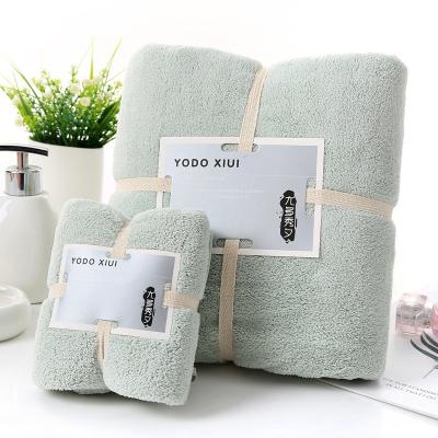 China Sustainable Towel Coral Fleece Washcloth Face Bathtowel Soft Absorbent Bath Towel Set Wholesale for sale