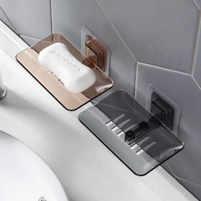 China Viable Storage Holder Soap Dish Drains Wall Mounted Soap Draining Holder Kitchen Organizer Bathroom Sponge Hanging Soap Box for sale