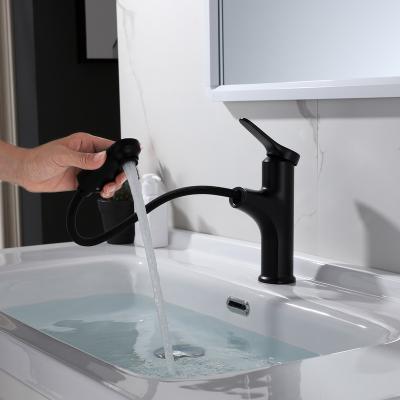 China Pull Out Spray Stretchable Pull-down Washroom Basin Sink Brass Faucet Mixer Bathroom Taps for sale