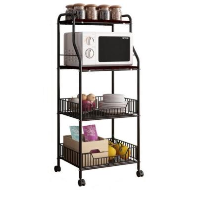 China Sustainable Household Item Shelf Kitchen Serving Trolley Cart Floor Storage Rack for sale