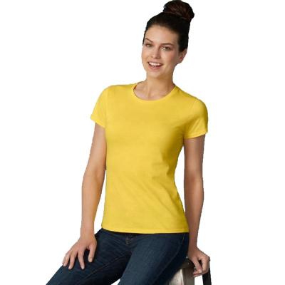 China Wholesale Womens Yellow Cotton Short Sleeve T Shirts Breathable for sale