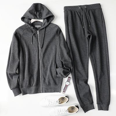 China Men's Breathable Zipper Up Suit Plus Size Cotton Polyester Gym Solid Fitness Pants Two Piece Men's Tracksuits Set for sale