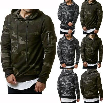 China Custom Low Moq Anti-Wrinkle No Pockets Shape Camouflage Dark Green Workout Oversized Pull Over Drawstring Hoodie Tactical Men for sale