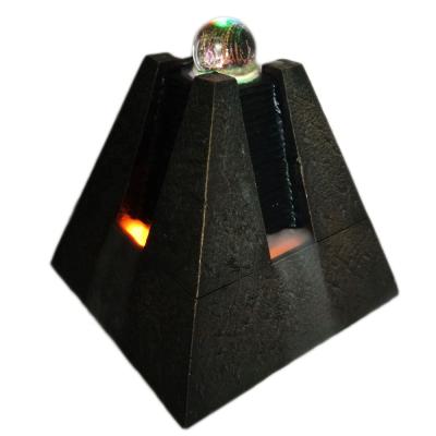 China Resin Home Decor Humidifier Pyramid Fengshui Ball Rotating Water Fountain for sale