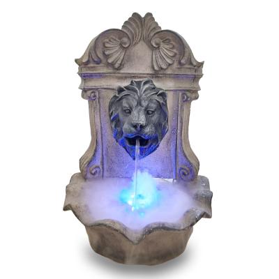 China Europe Wall Hanging Water Feature Humidifier Resin Lion Waterfall Main Fountain for sale