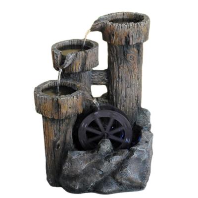 China Country Garden Ornament Home Decoration Polyresin Water Fountain with Water Wheel for sale